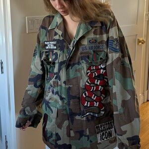 Camouflage Military Jacket with glitter Snake Patches